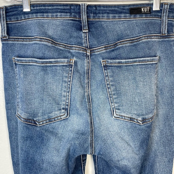 KUT from the Kloth Straight Leg High Rise Jeans Button Fly Distressed 8L - Picture 3 of 14